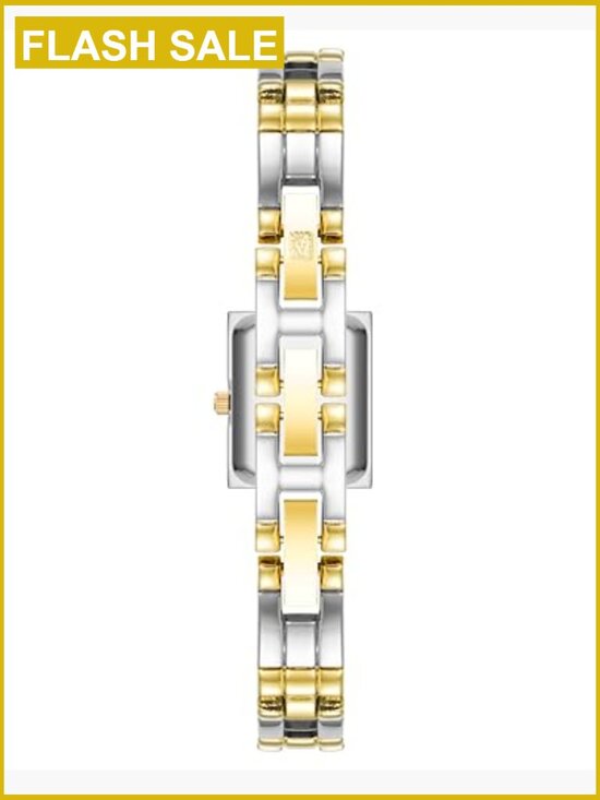 Gold-Tone Dress Watch with Roman Numeral Dial Bangle main image 6